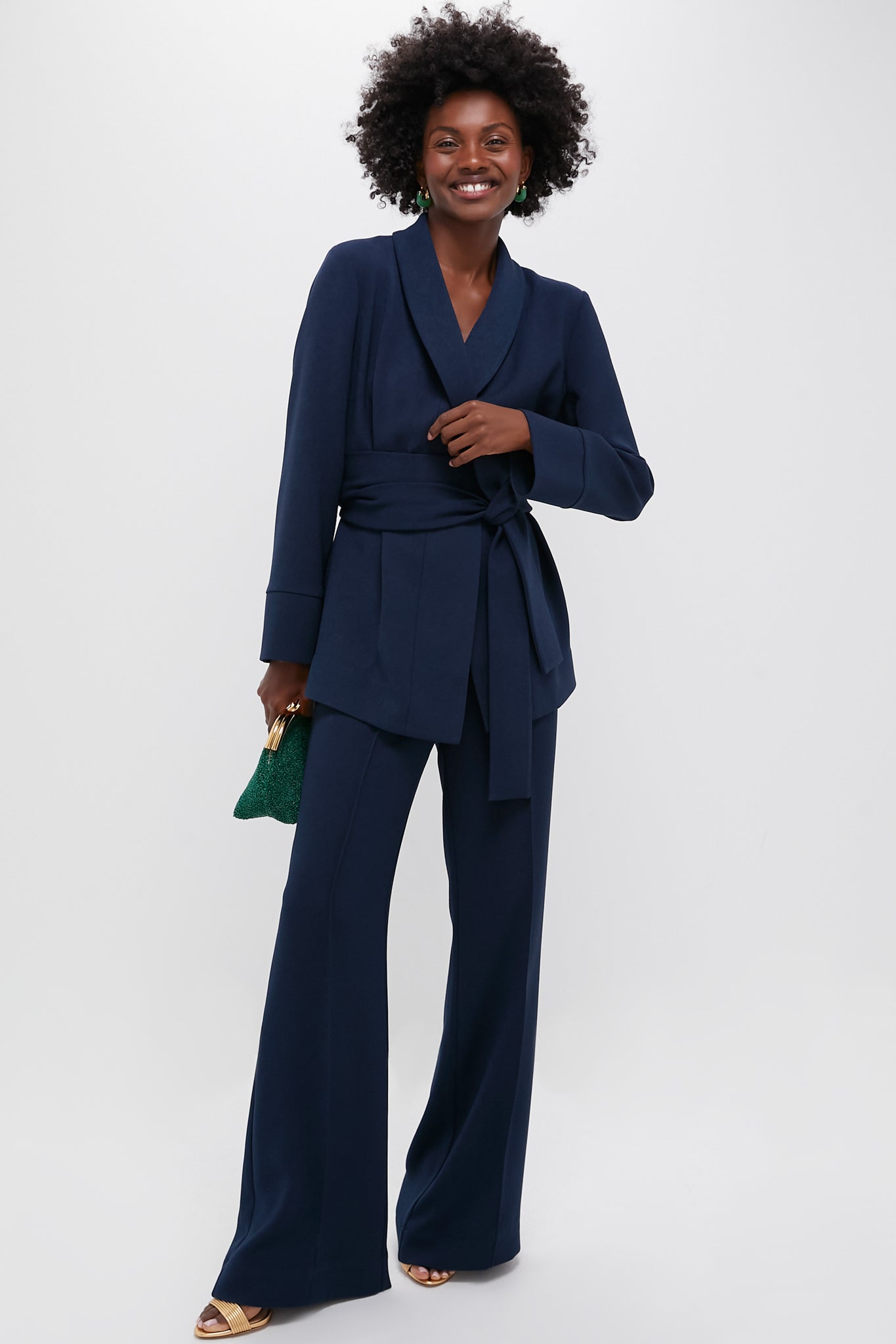 Navy Crepe Versailles Pant