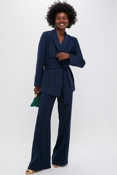 Navy Crepe Versailles Pant