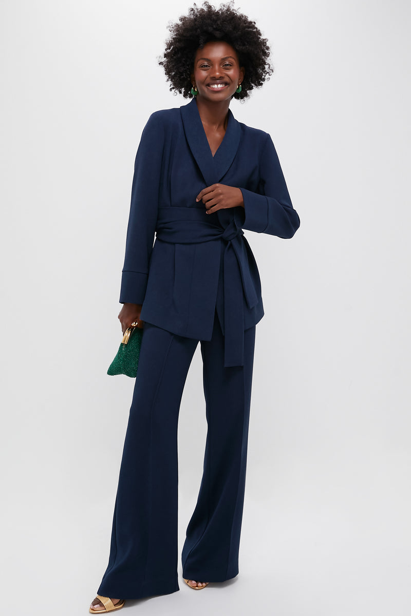 Navy Crepe Versailles Pant