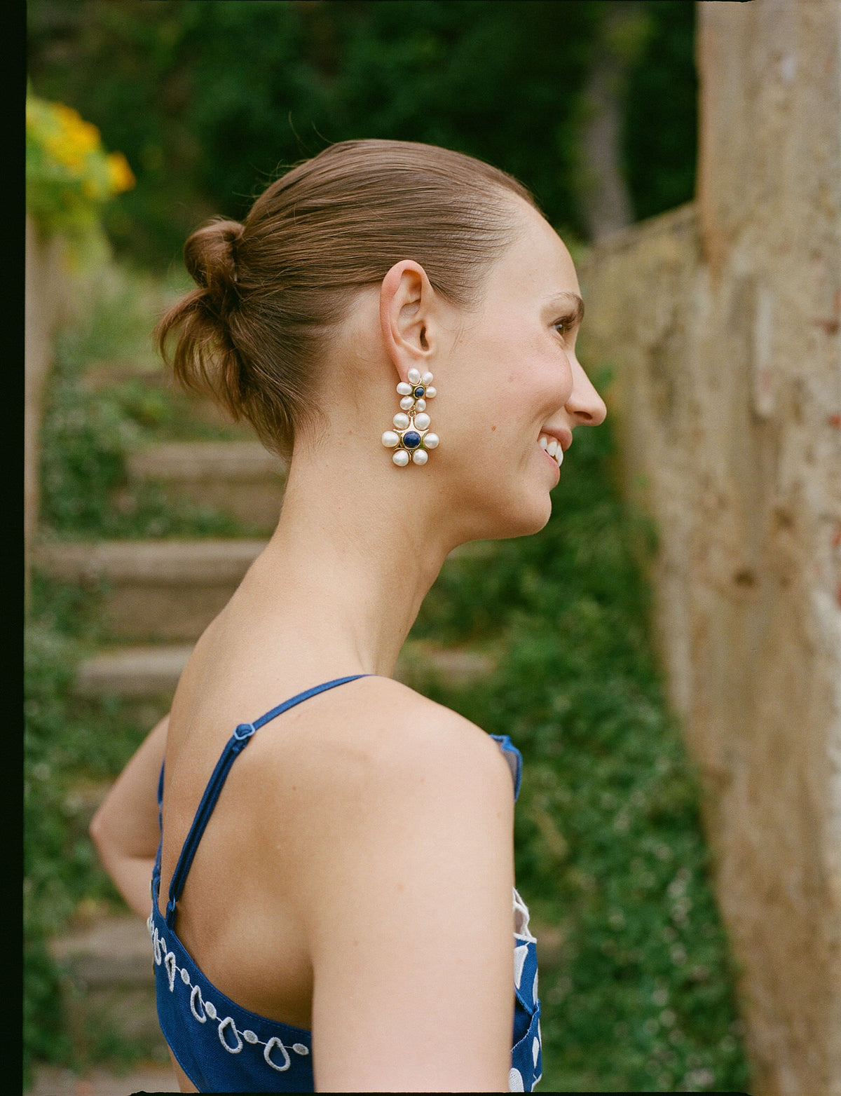 White and Blue Safi Earrings