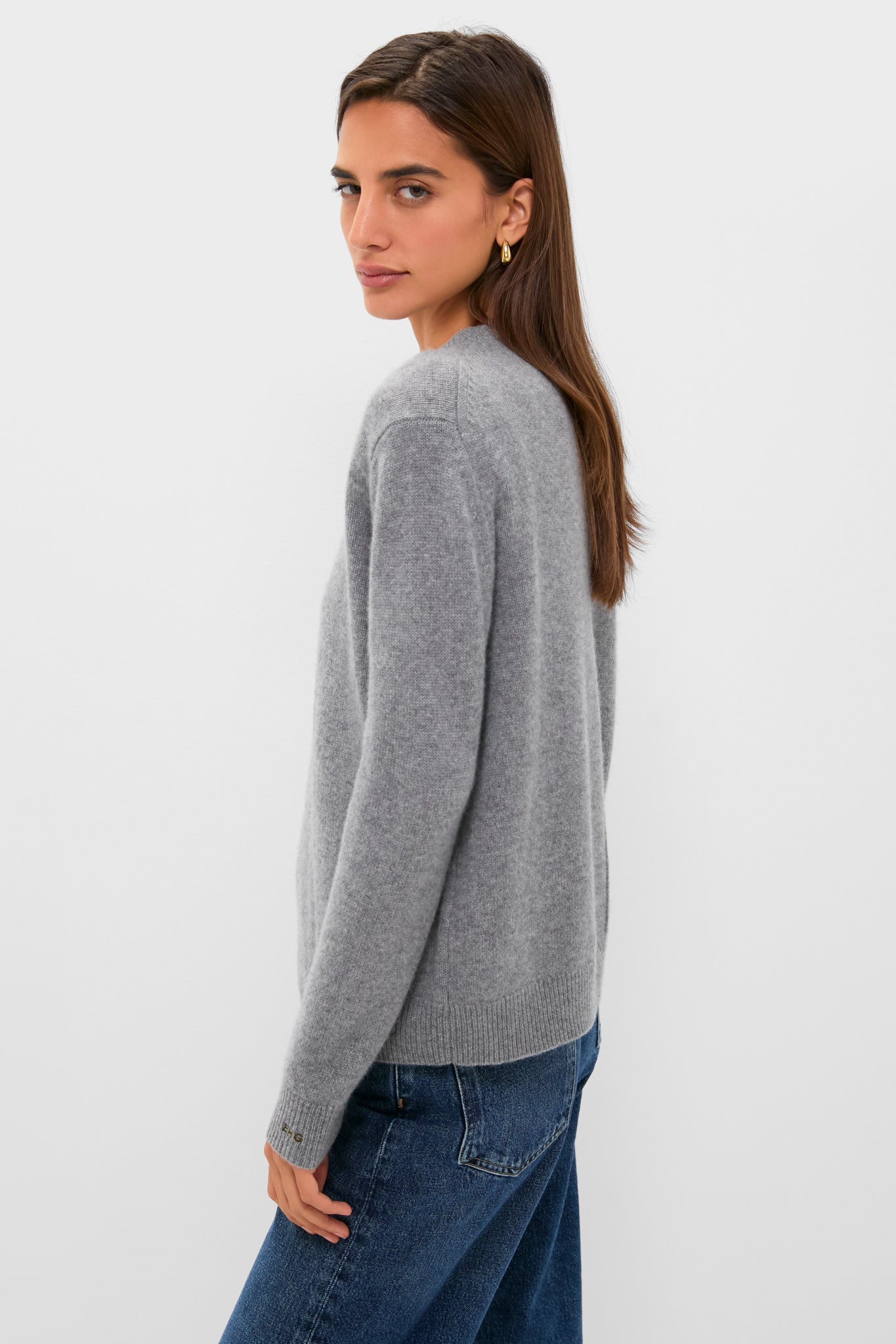 Shadow Gray Bodie Cashmere Boyfriend Crewneck