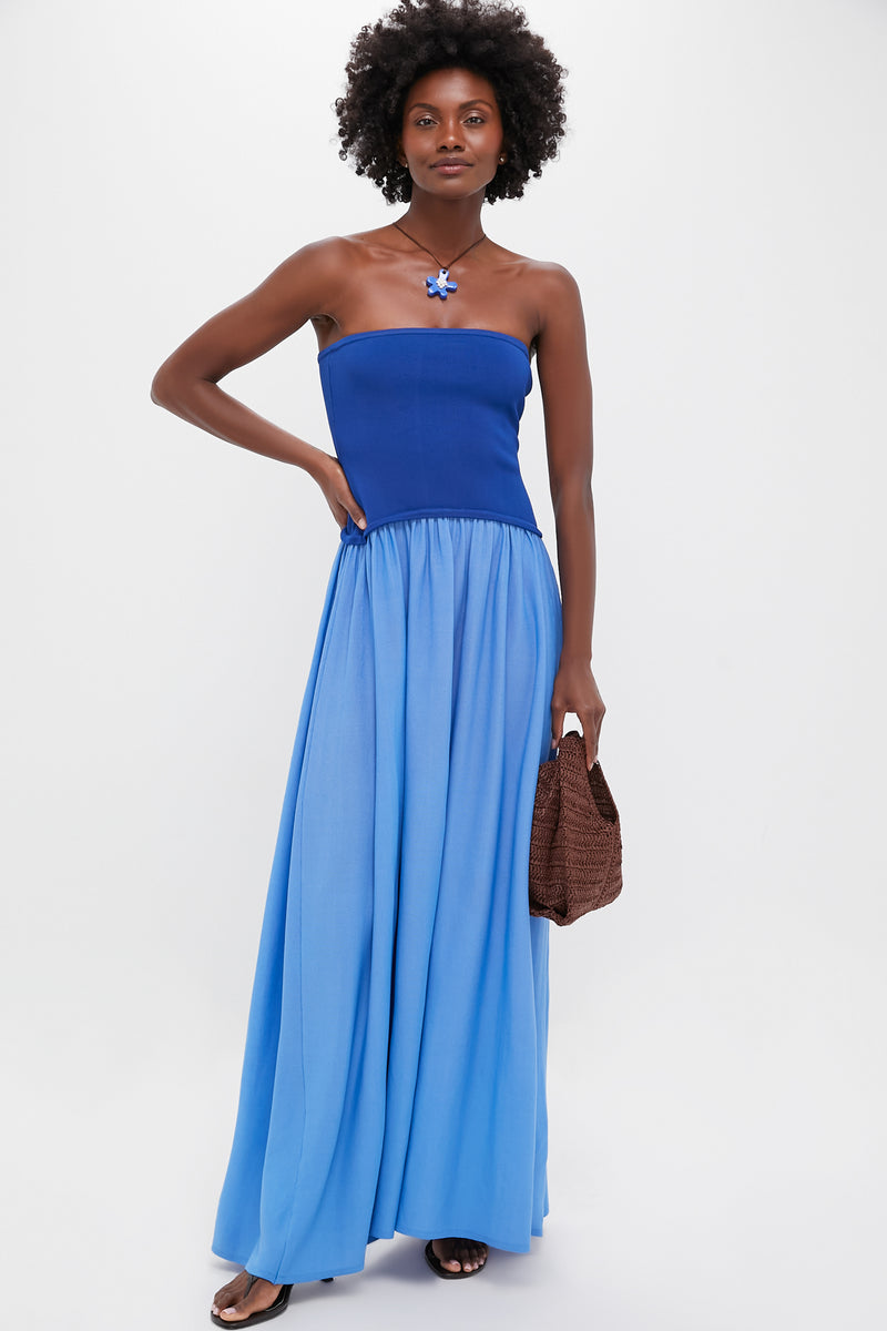Maritime Navy and Marina Blue Strapless Soglio Dress
