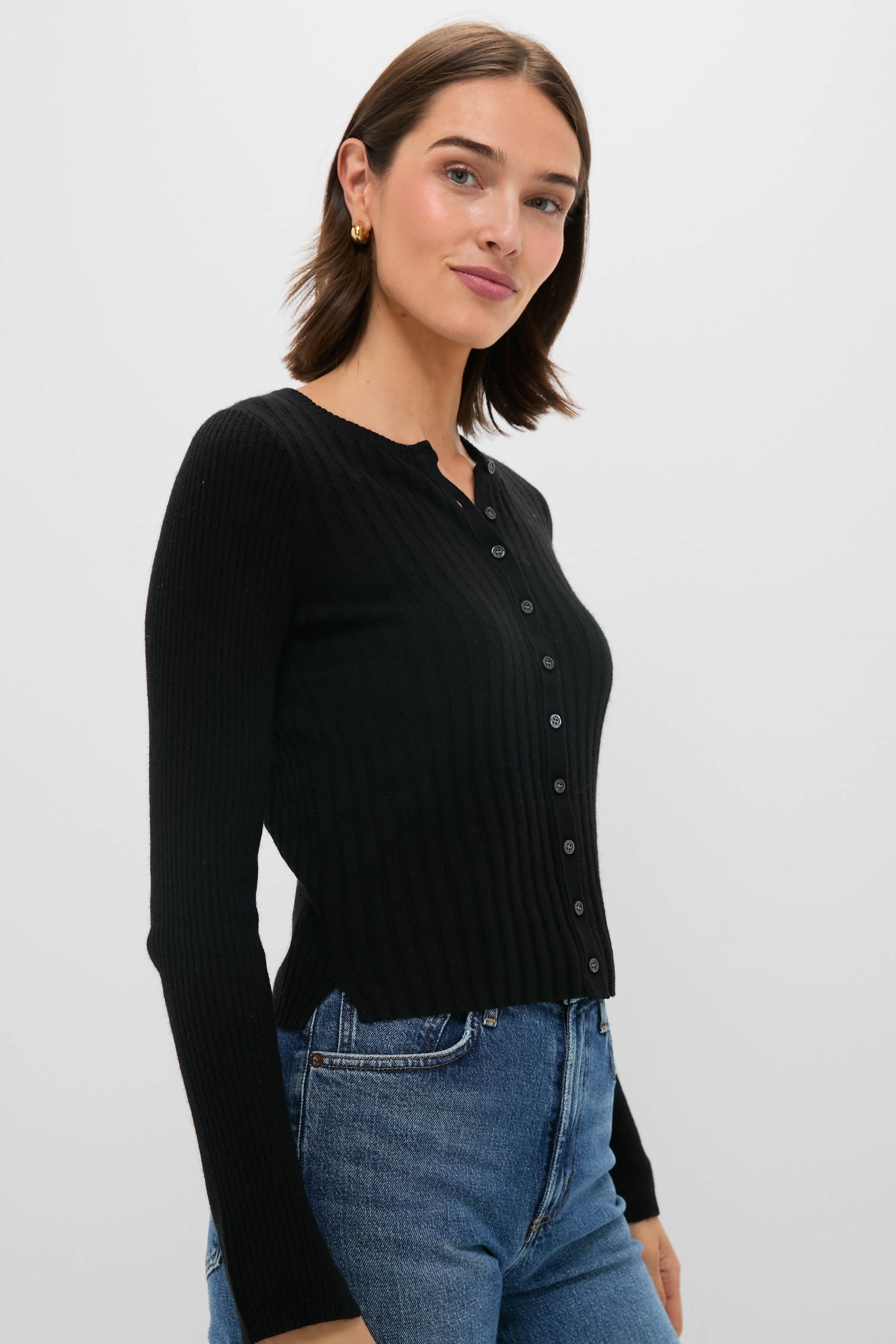 Black Kristin Ribbed Cardigan