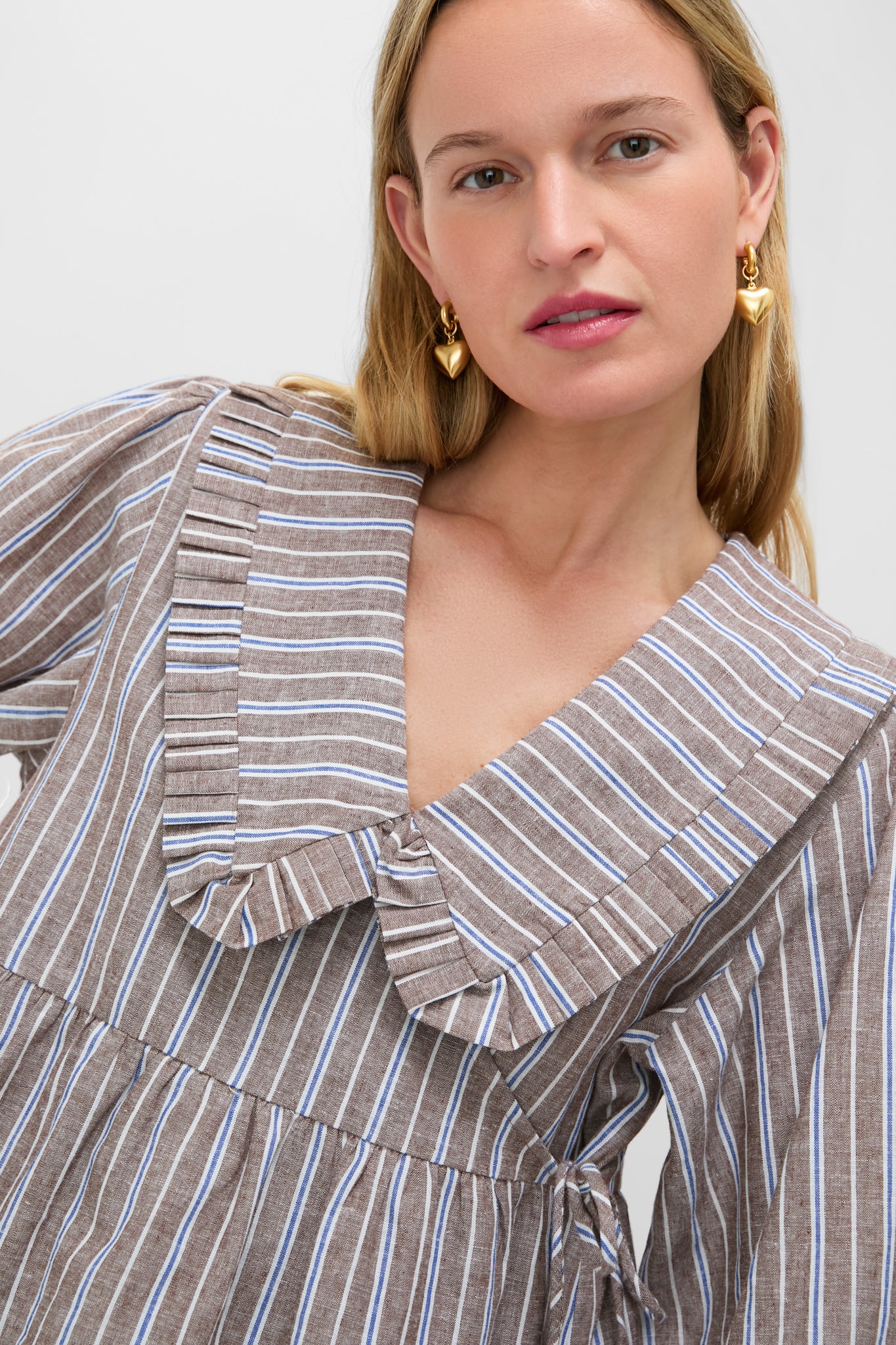 Dove Stripe Linen Bethany Blouse