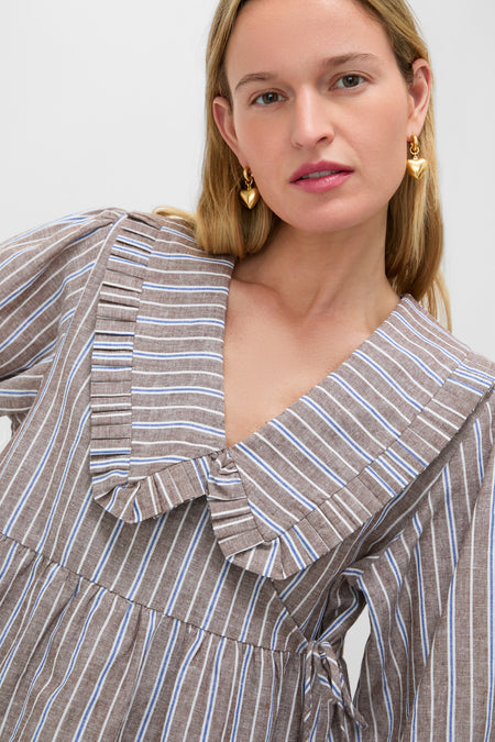 Dove Stripe Linen Bethany Blouse