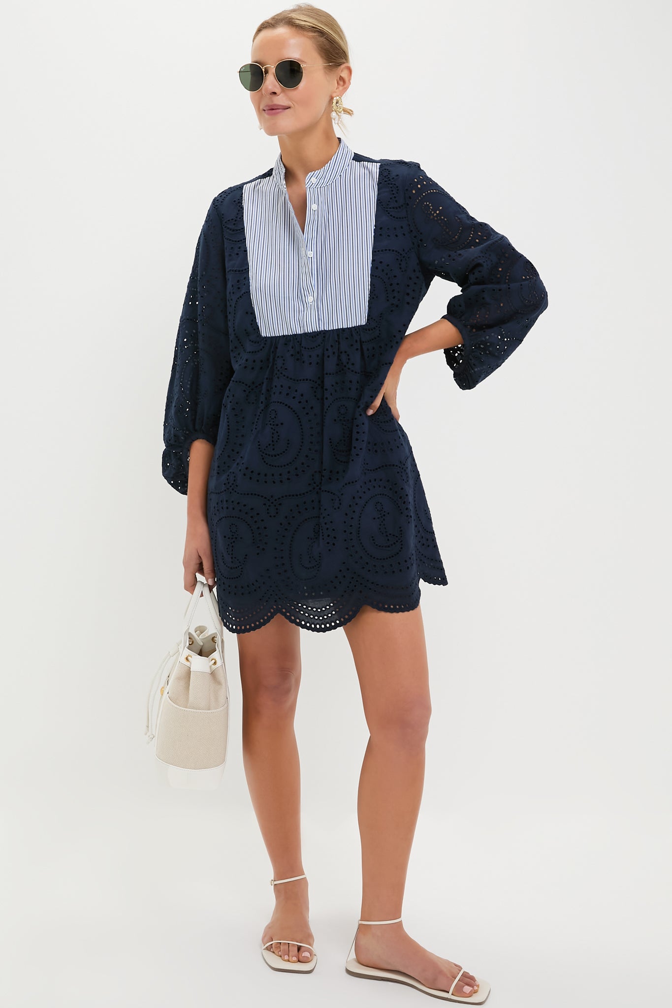 Navy Nautical Eyelet Mini Calliope Dress | Tuckernuck Navy Nautical Eyelet Mini Calliope Dress | Tuckernuck
