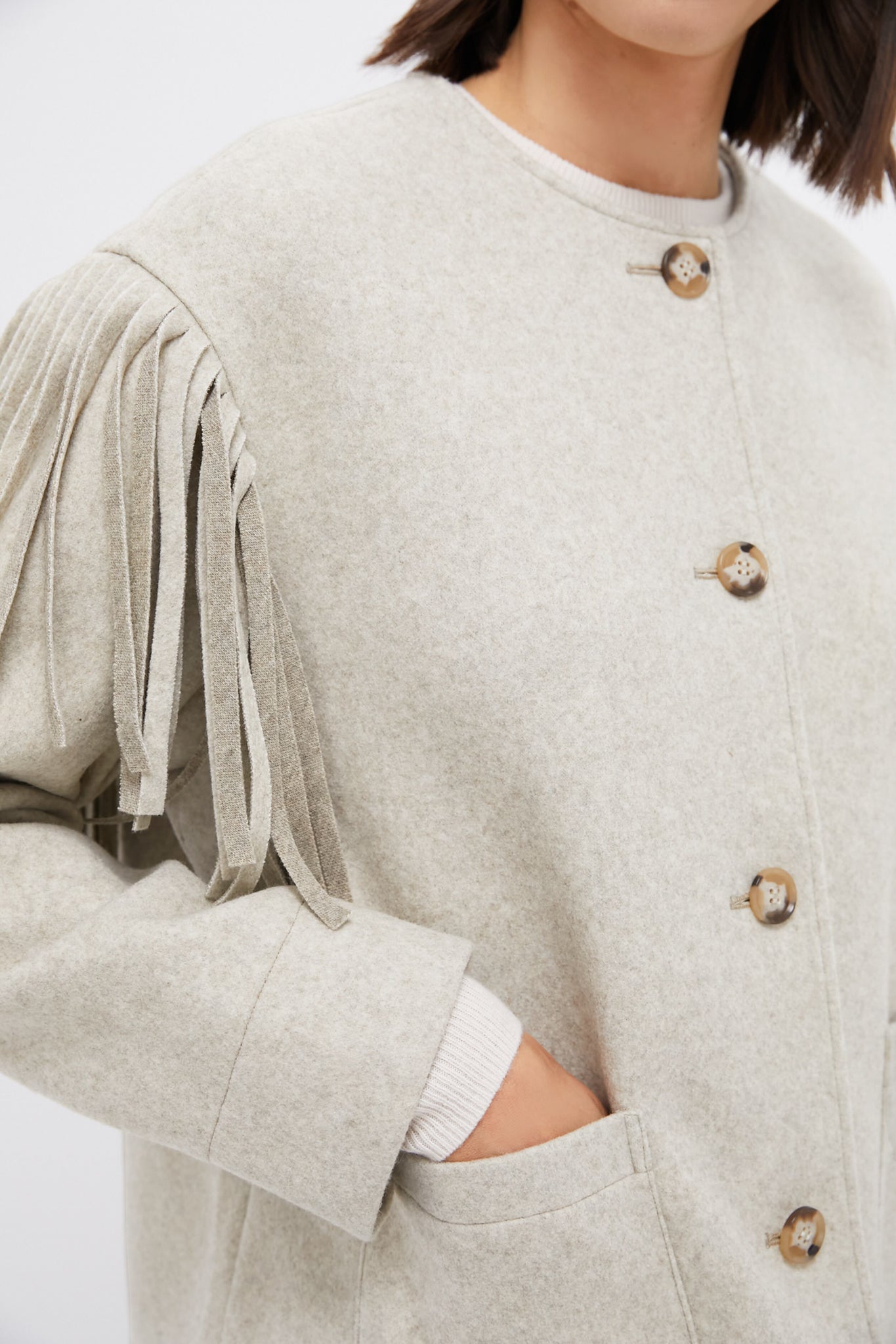 Melange Gray Fringe Purcell Jacket | Tuckernuck