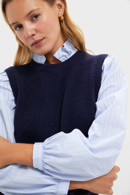 Navy Striped Ella Sweater Blouse