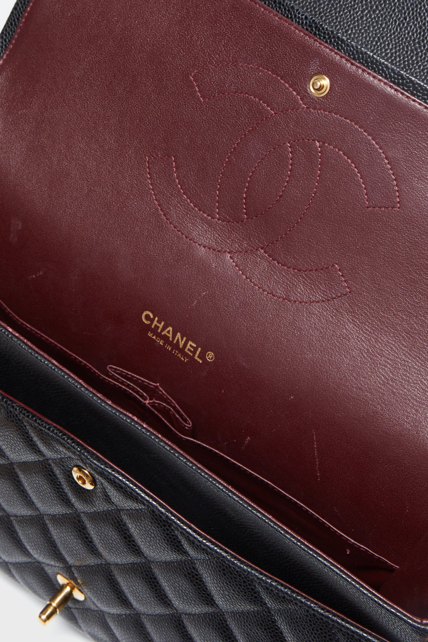 CHANEL Black Caviar Quilted Maxi Double Flap Shoulder Bag