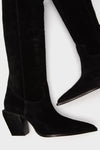 Black Suede Maine Up Boots: classic mid-calf cowboy style with pointed toes and angled block heels for an effortless, high-end look that's fun and statement-making.