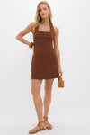 Brown Linen Balliet Mini Dress