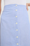 Blue and White Button Front Skirt