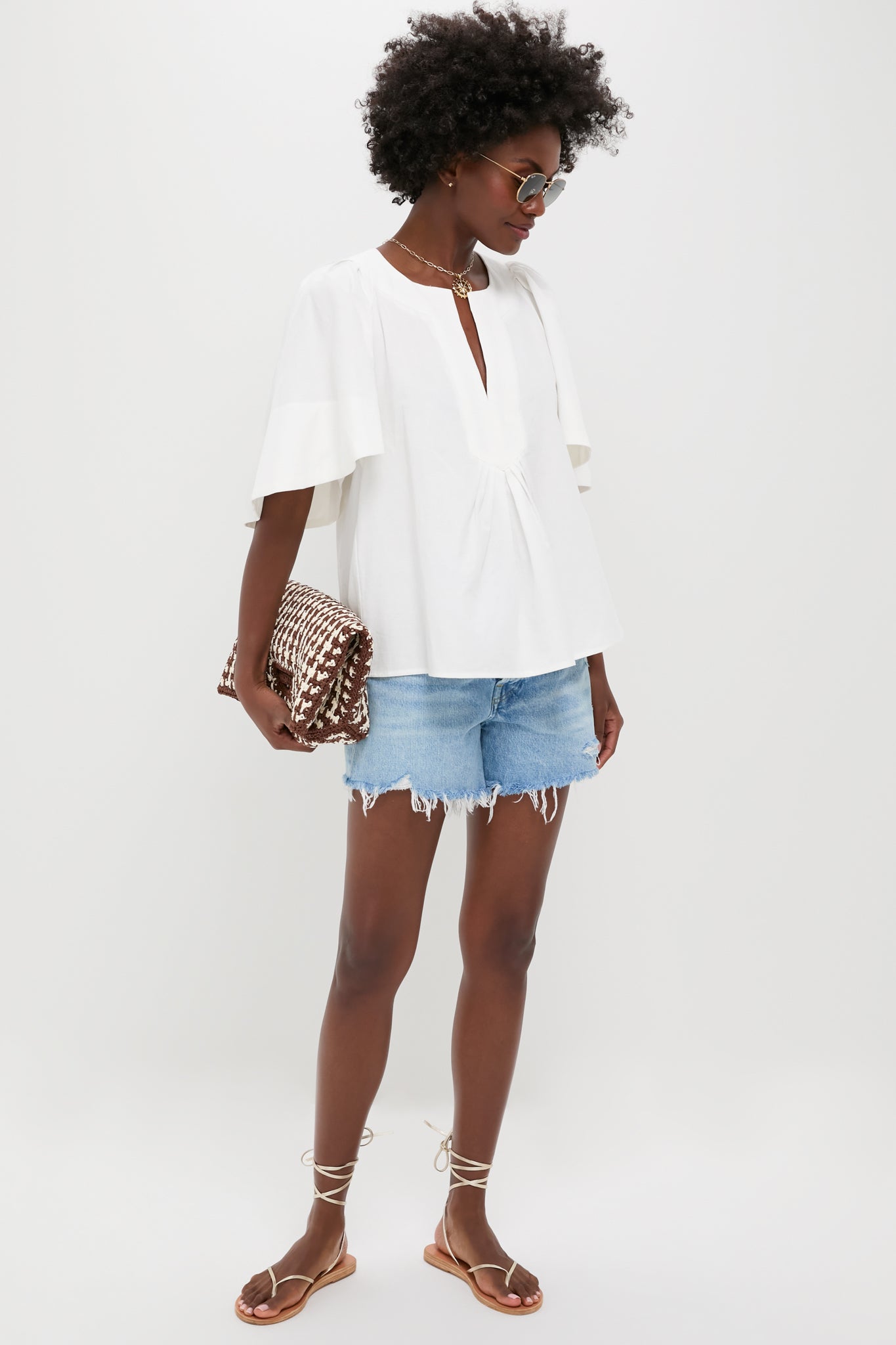White Finley Flutter Sleeve Top | Pomander Place