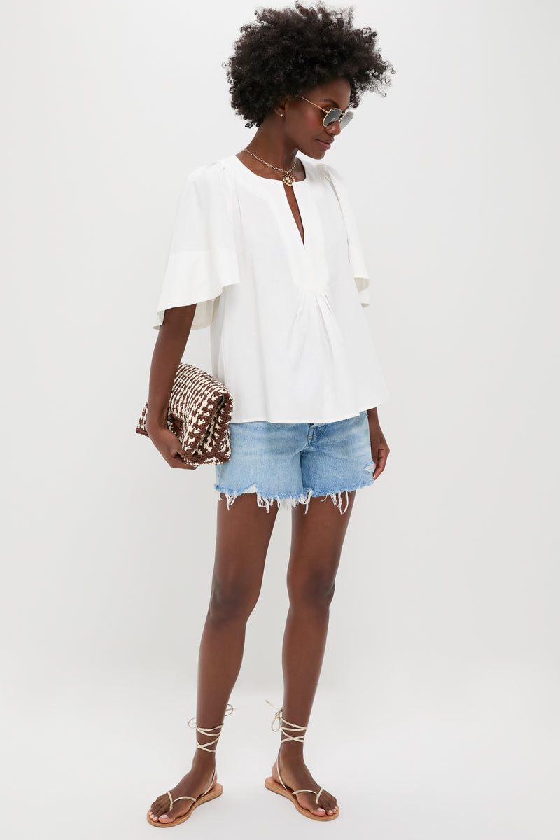 White Finley Flutter Sleeve Top