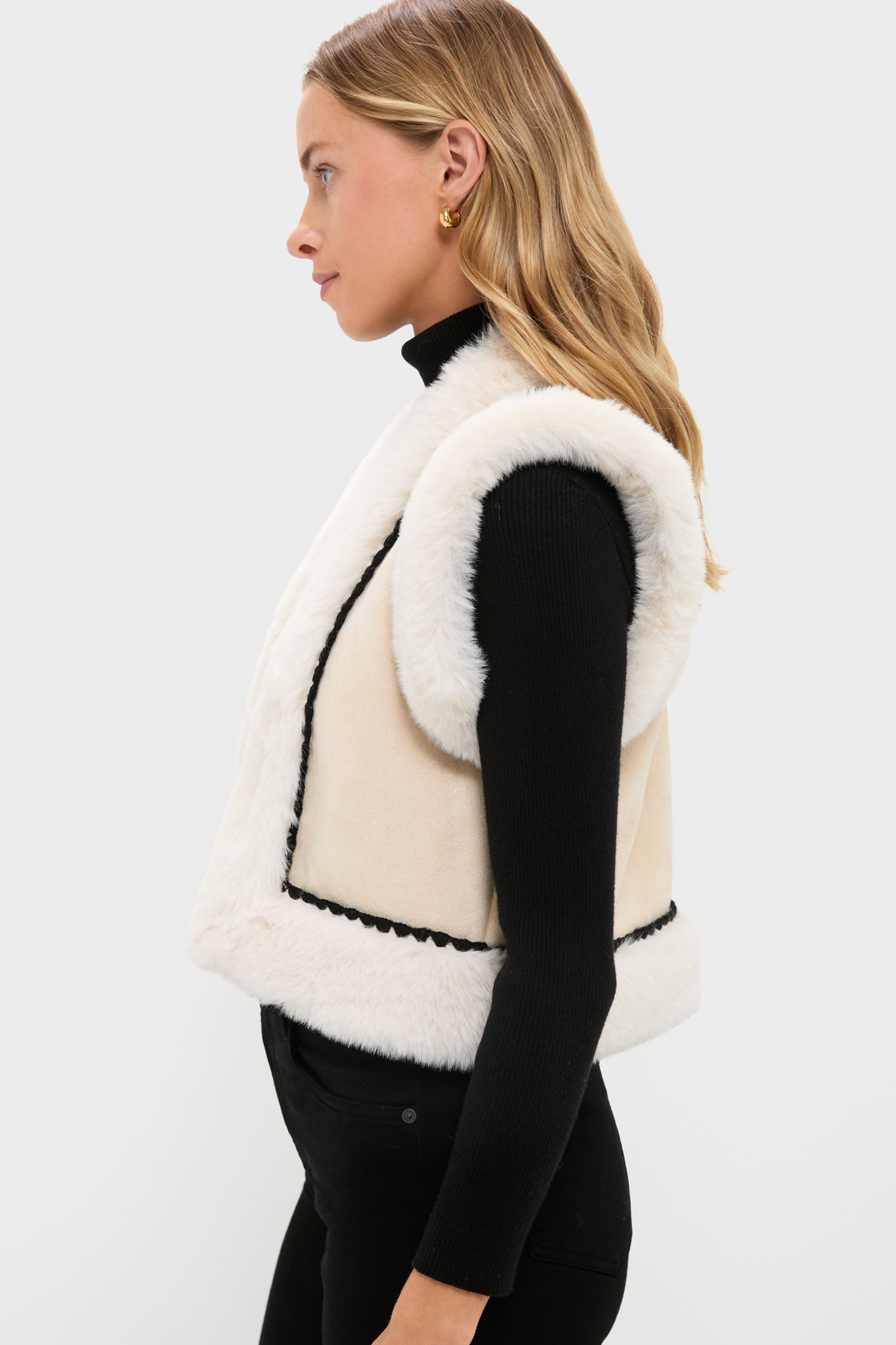 Cream Suede Cropped Chamonix Vest