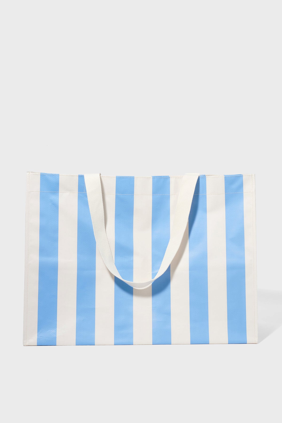 Mid Blue Stripe Carryall Beach Bag