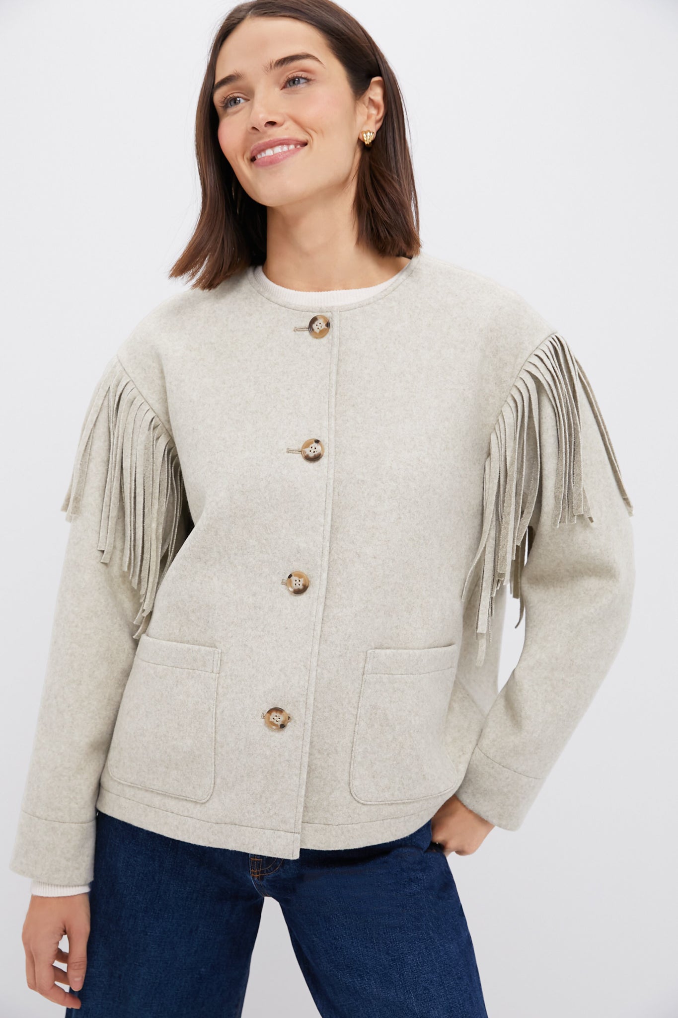 Melange Gray Fringe Purcell Jacket | Tuckernuck