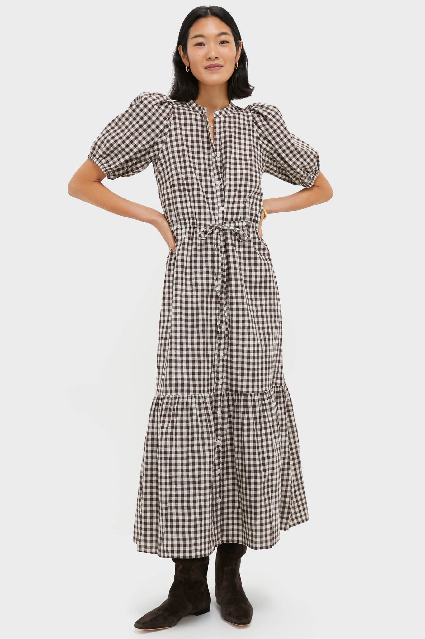 Exclusive Cocoa Gingham Lucy Dress | Love Tomas by Emerson Fry