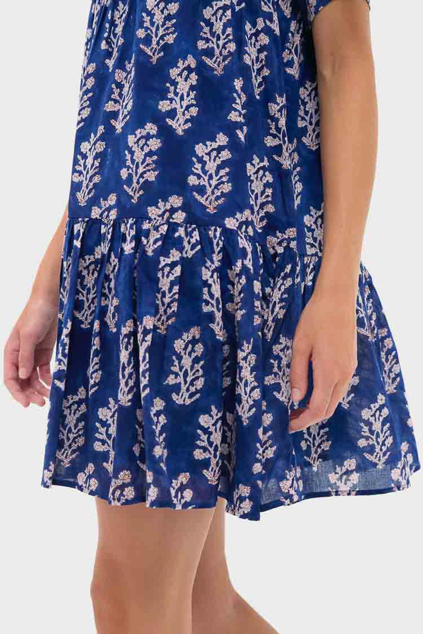 Pressed Flowers Blue Organic Isla Dress