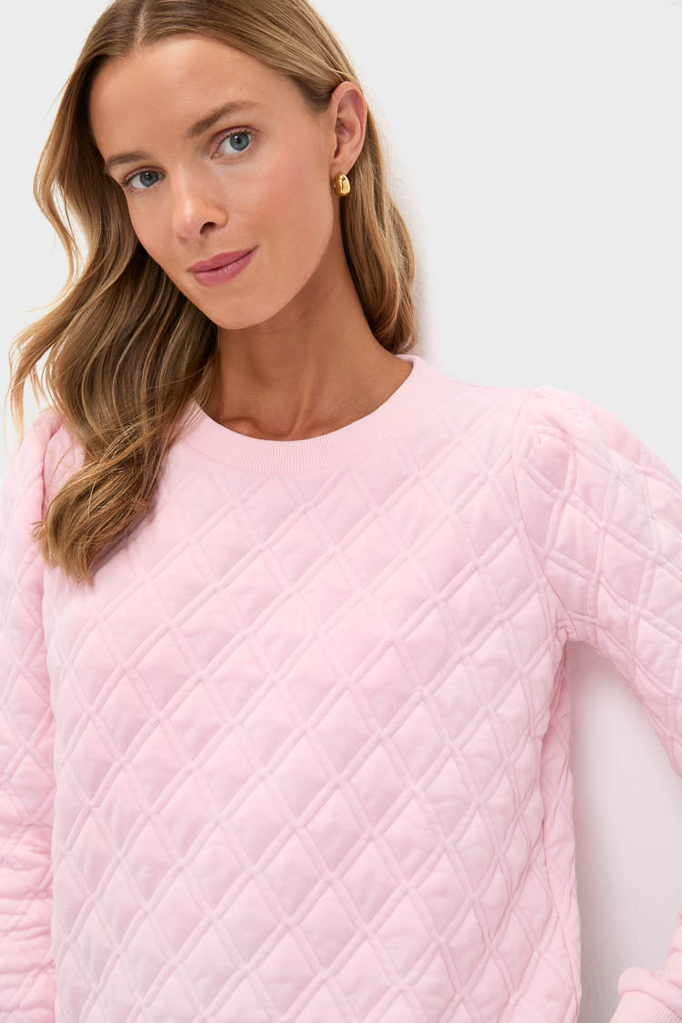 Pink Puff Sleeve Quilted Stretch Campbell Pullover