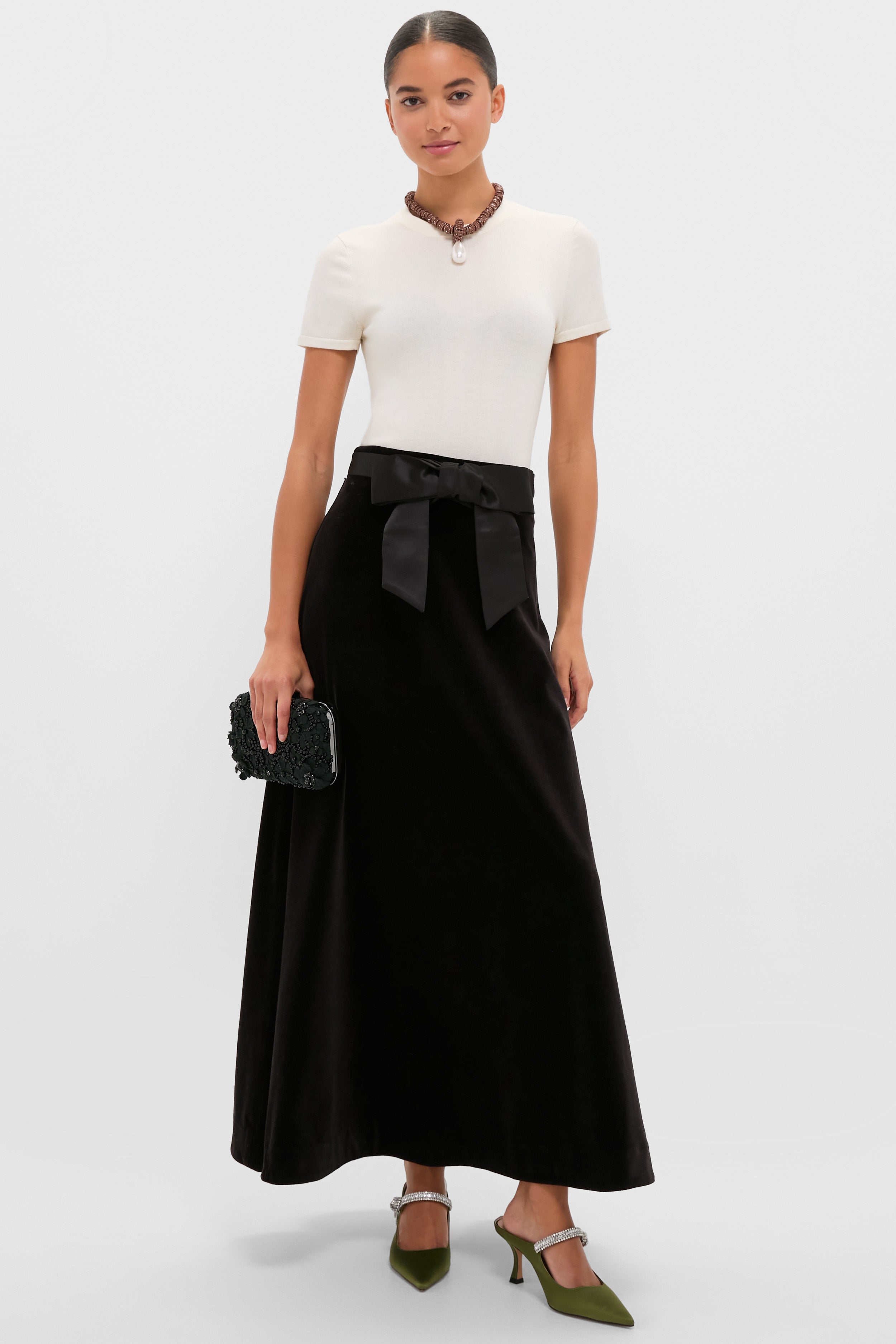 スカート Velour Jersey I-Line Skirt - black Velour A-Line Skirt