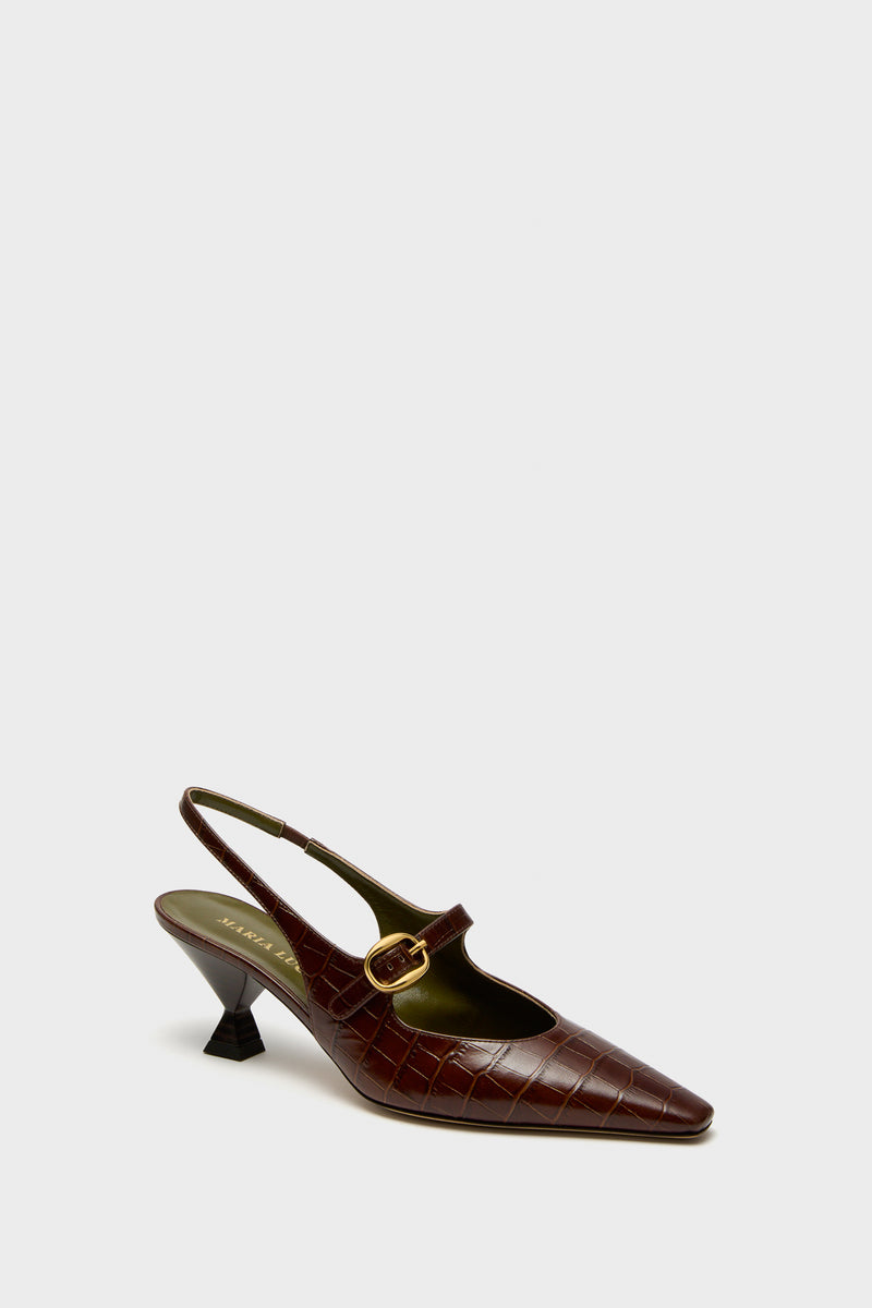 Dark Brown Natalia Sling Back Heels