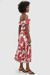 Red & Cream Floral Floral Off-the-Shoulder Giselle Dress