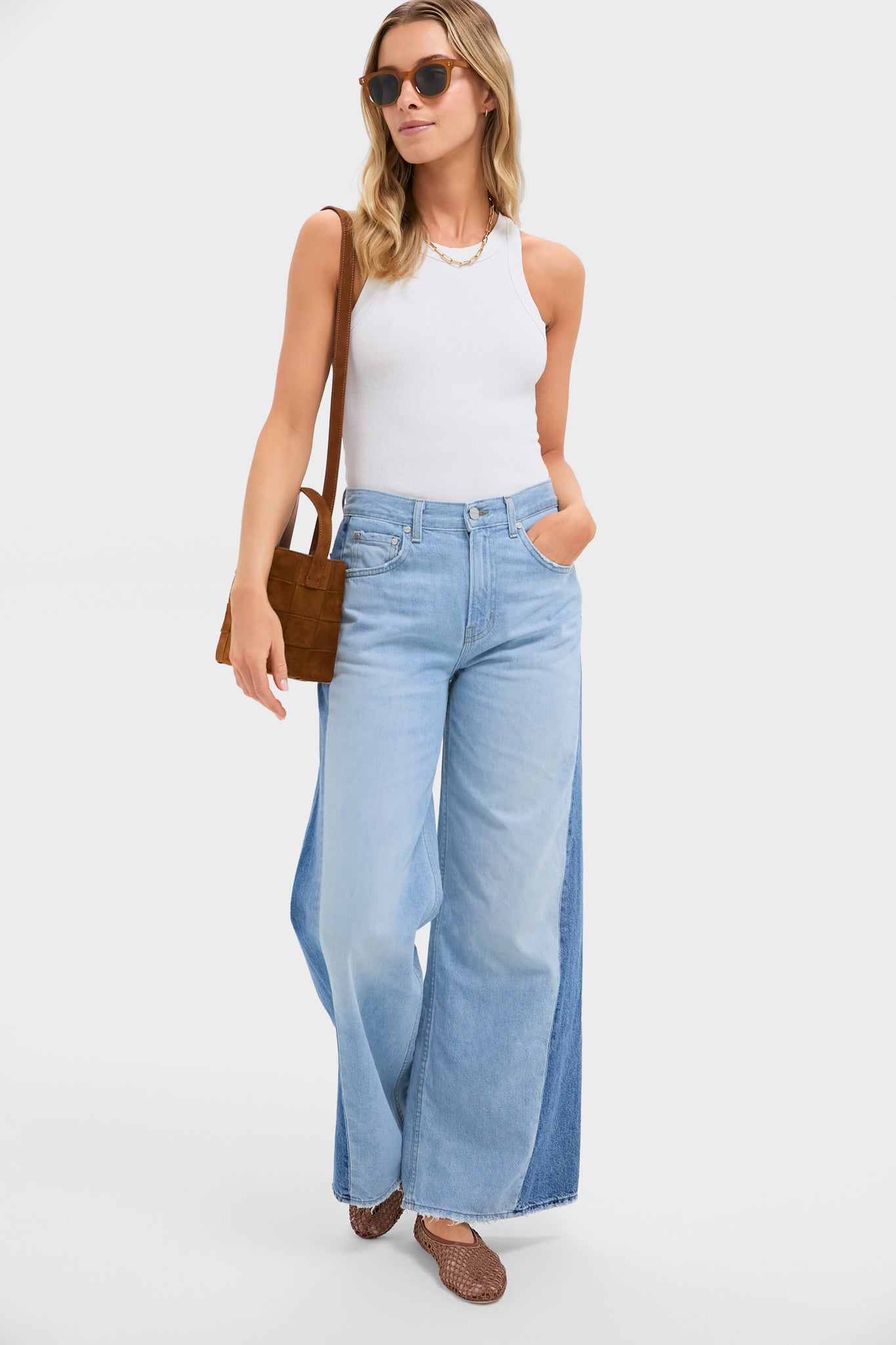 Cacao Laith Woven Top Handle Bag