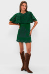 Green Ceci Embroidery Capelet Mini Dress