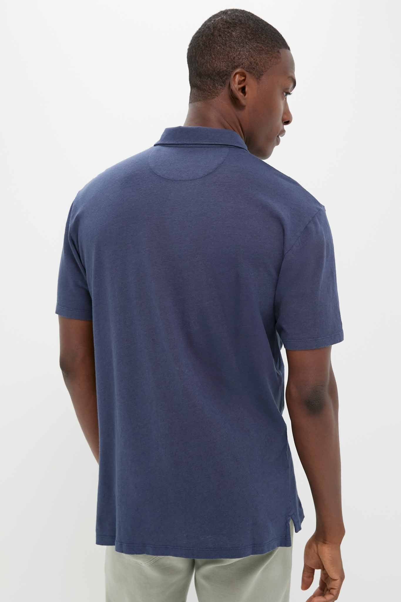 Nautical Blue Drift Linen Polo