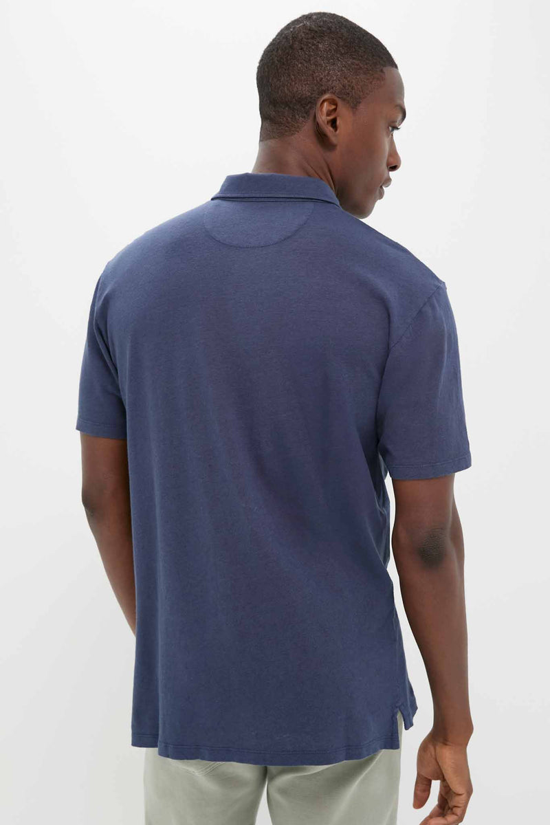 Nautical Blue Drift Linen Polo
