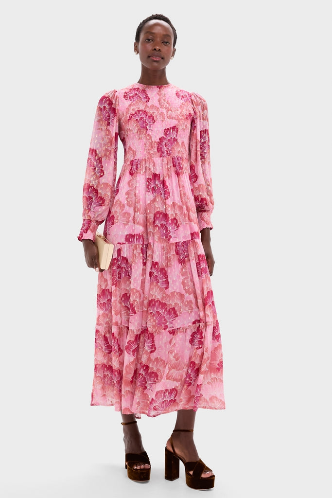 strapless open back dress Pretty Pixie Women Floral A-Line Maxi Dress For Women (Pink, S)