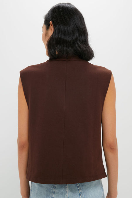 Chocolate Zane Knit Blouse