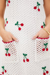 Bright White Cherry Crochet Wynn Mini Dress