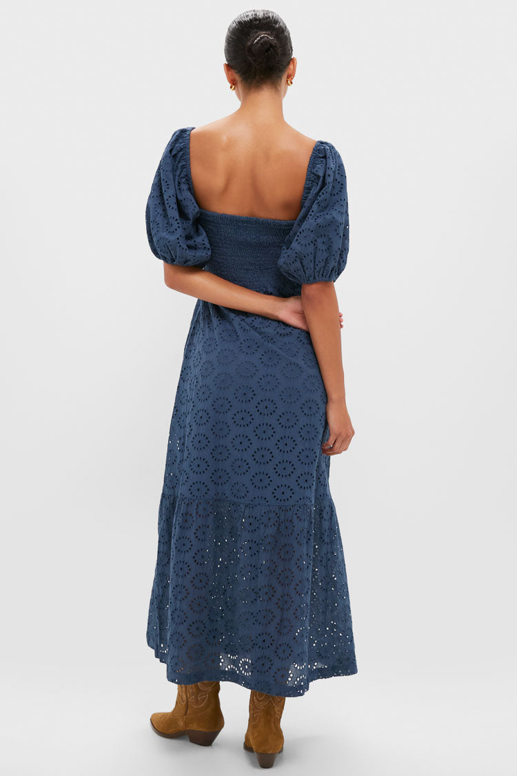 Blue Indigo Eyelet Santiago 4 Maxi Dress | Love Tomas by Emerson Fry Blue Indigo Eyelet Santiago 4 Maxi Dress | Love Tomas by Emerson Fry