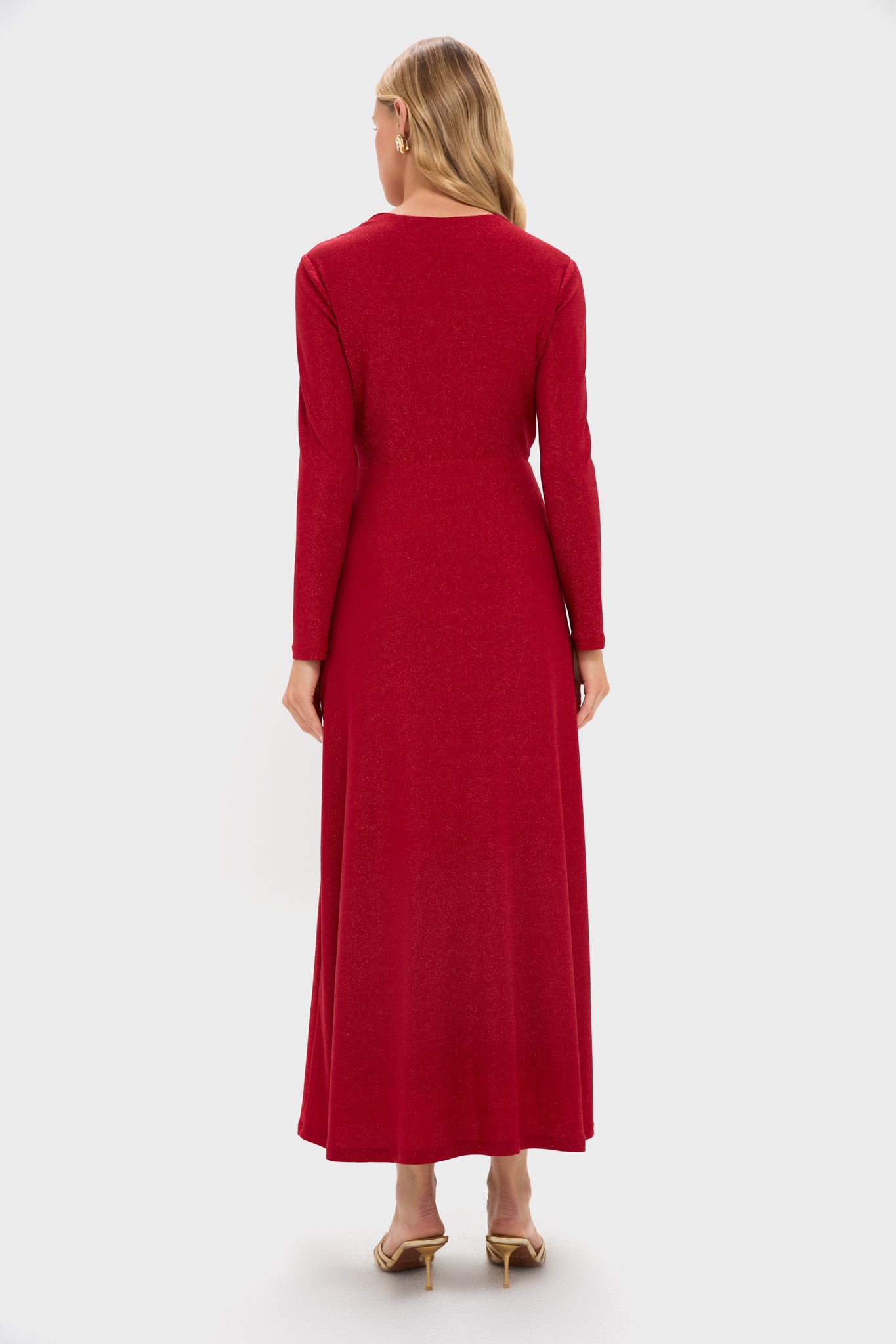 Red Shimmer V-Neck Angelina Gown