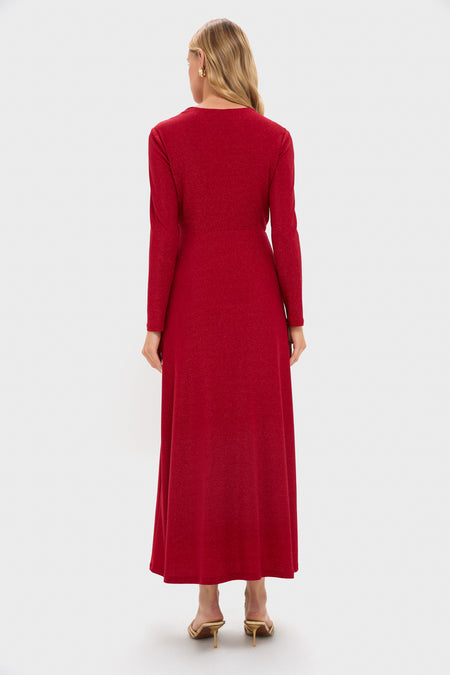 Red Shimmer V-Neck Angelina Gown