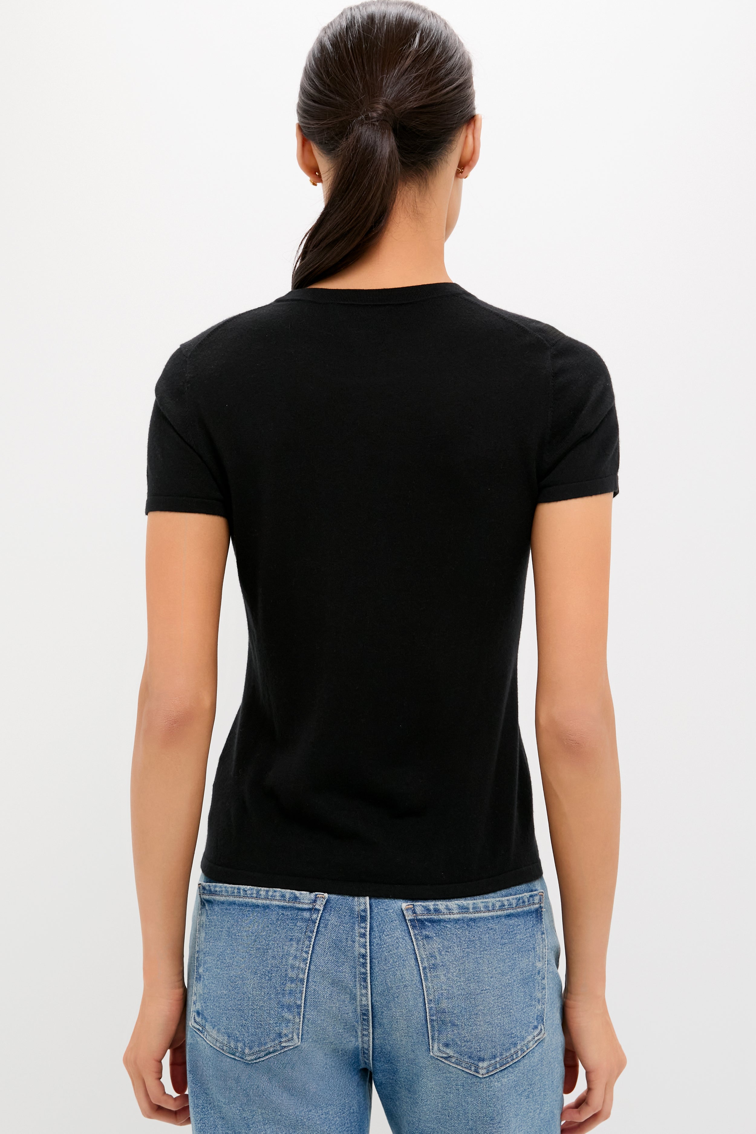 Black Cashmere Silk Blend Katie Tee | Tuckernuck