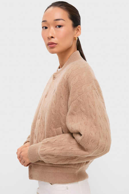 Collection Camel Melange Wool Cashmere Sweater Bomber Coat