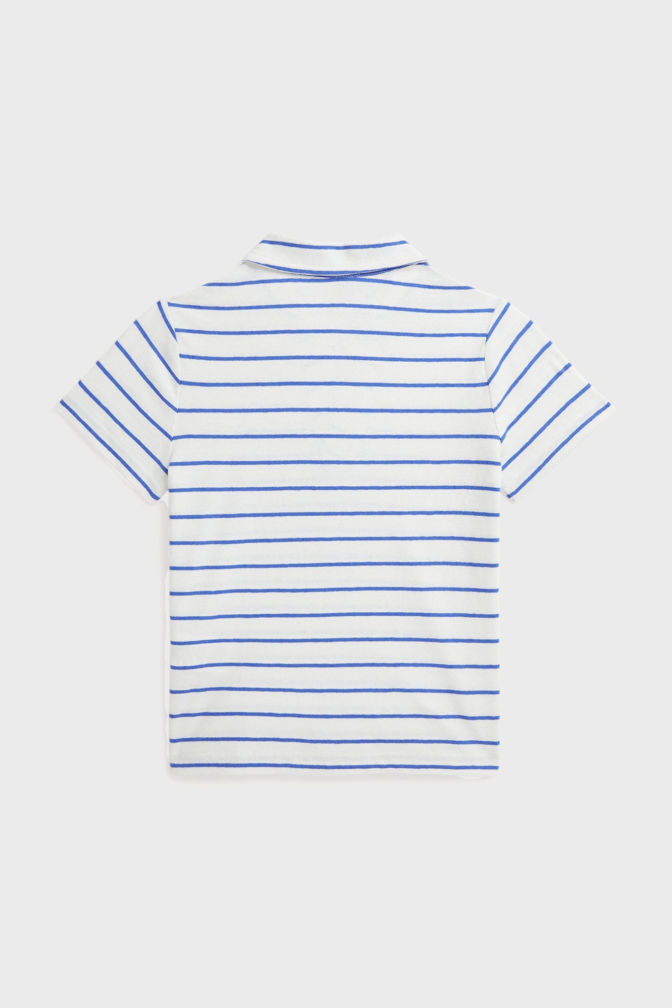 Little Boys White Short-Sleeve Cotton Linen Jersey Striped Johnny Collar Polo