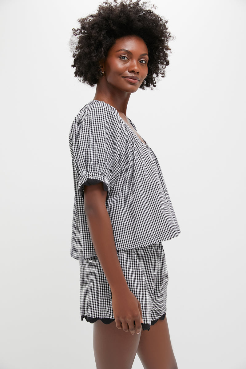 Black Gingham Ric Rac Tully Top