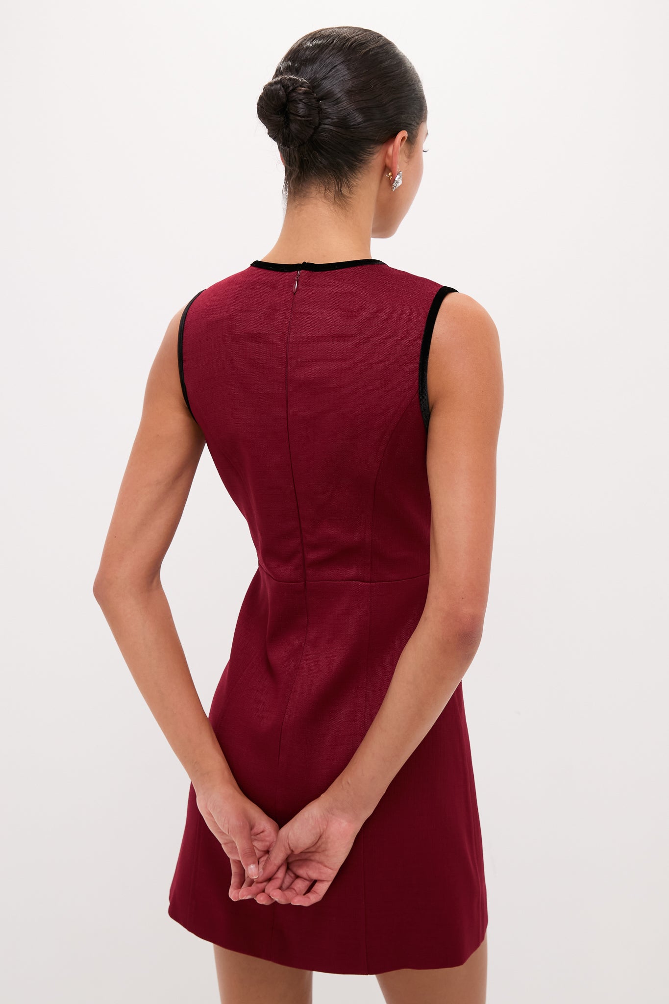 Cranberry Velvet Bow Jaclyn Mini Dress