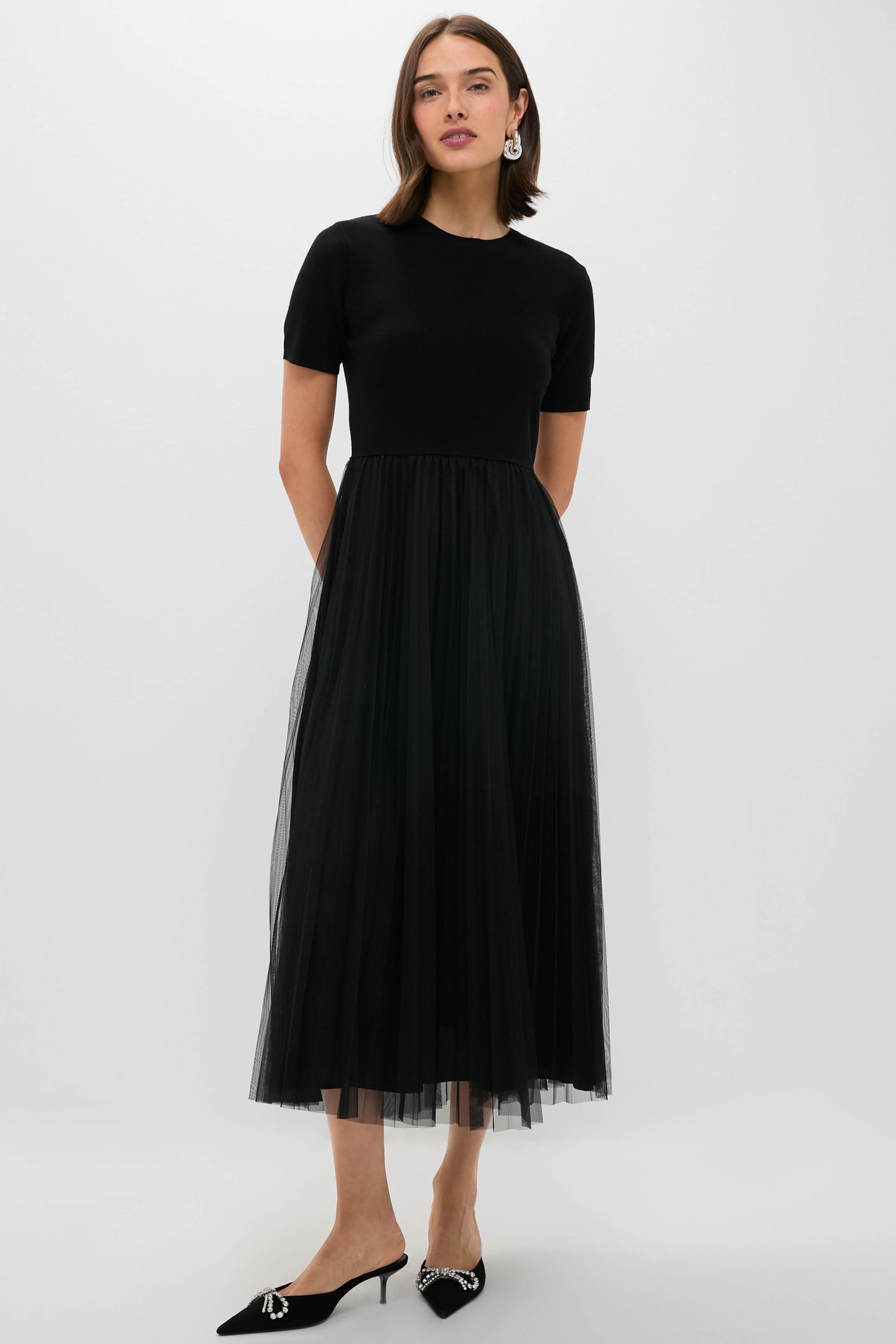 Black Short Sleeve Knit Welton Dress