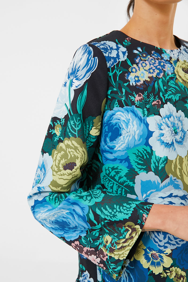 Black Verdant Floral Pierce Dress