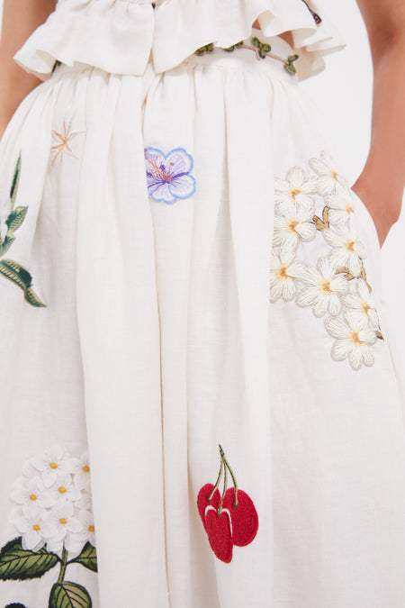 Wild Tangelo Embroidered Applique Maxi Skirt