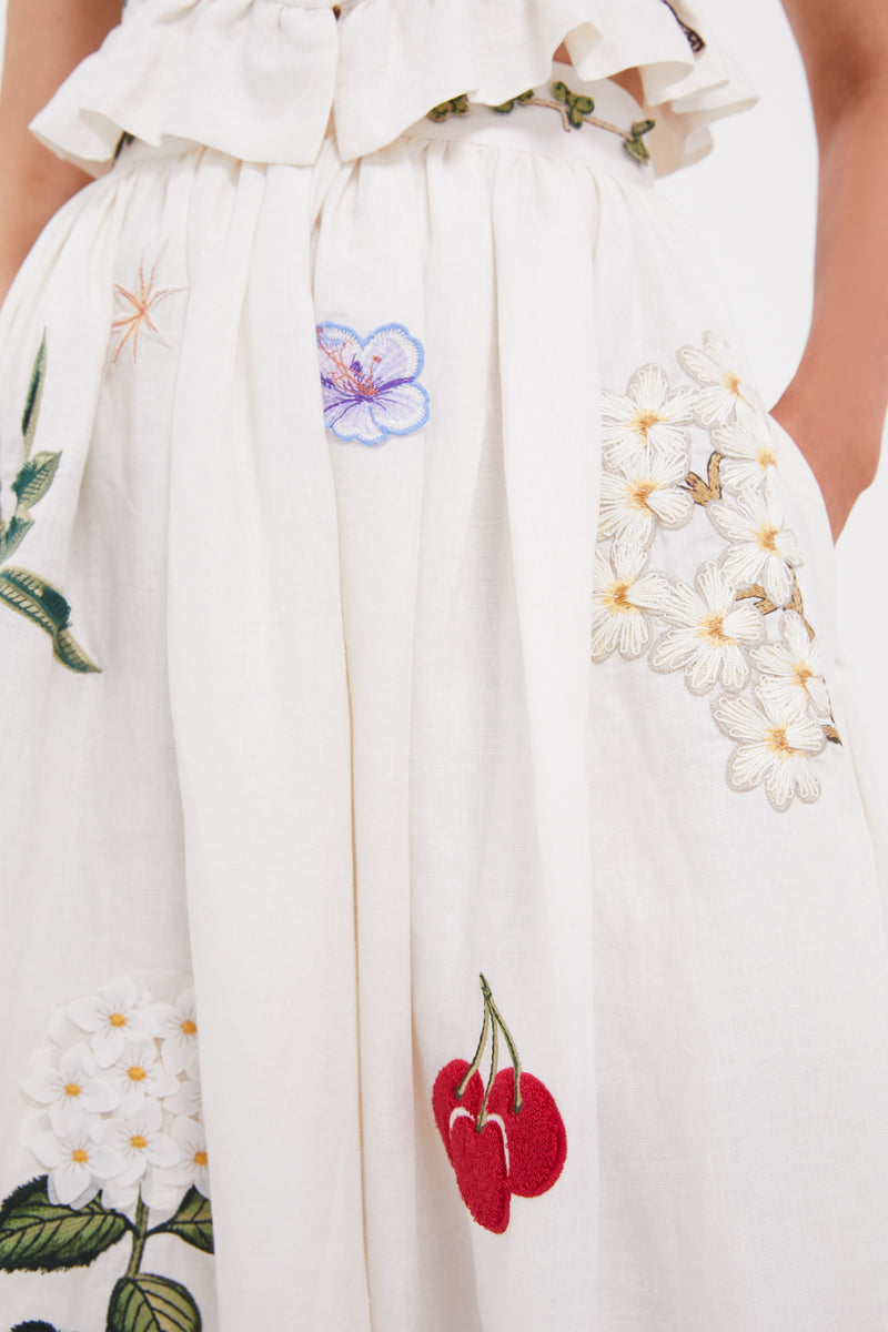 Wild Tangelo Embroidered Applique Maxi Skirt