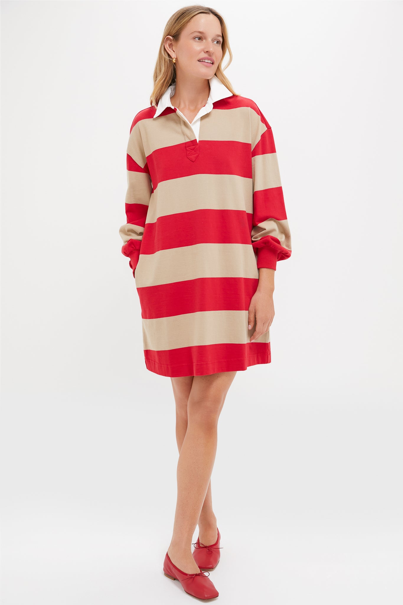 Khaki and Red Stripe Travis Rugby Dress