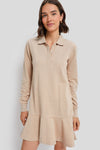 Sandstone Long Sleeve Pique May Polo Dress