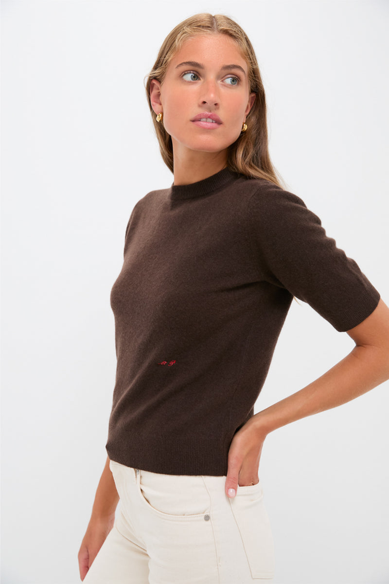 Chocolate Cashmere Short Sleeve Crewneck