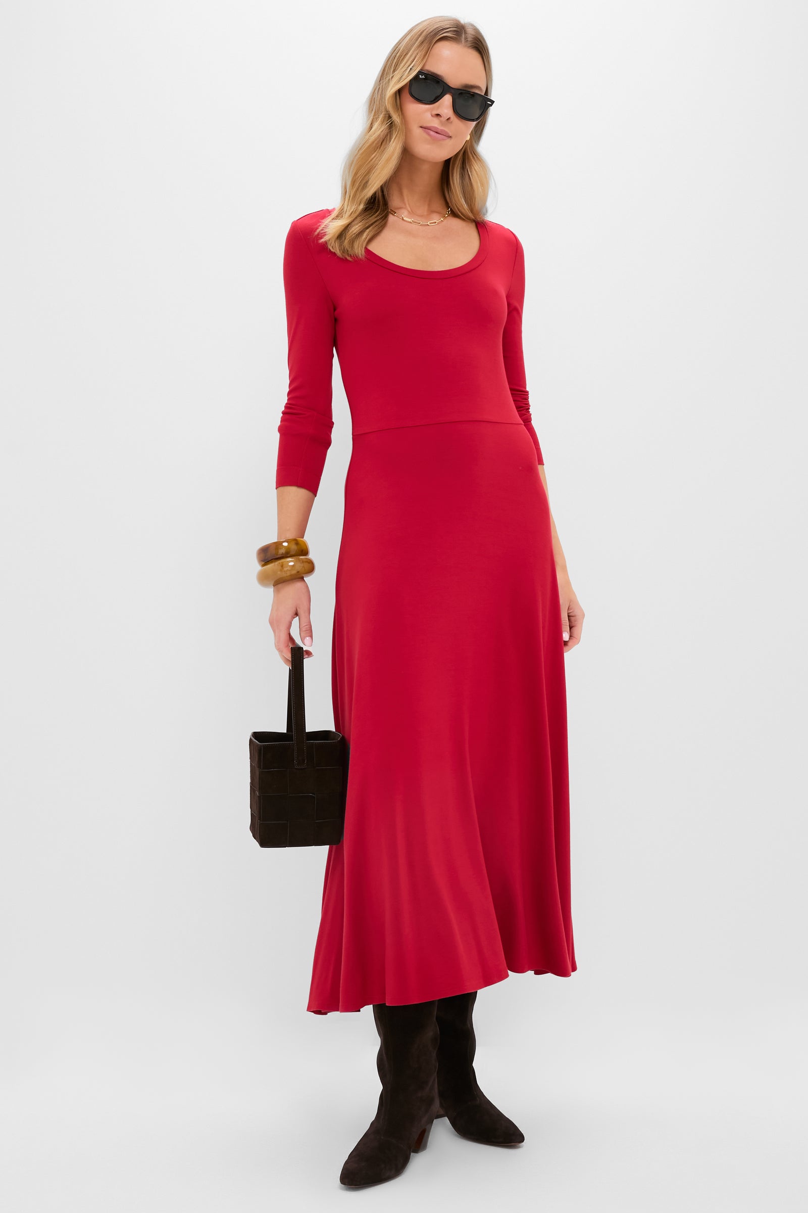 Red Long Sleeve Sara Maxi Dress